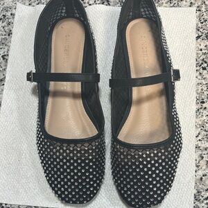 Black rhinestone Mary Jane flats